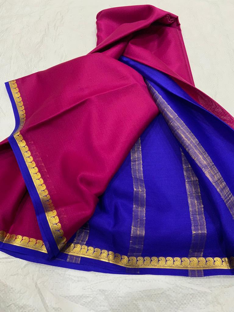 Pure mysore silk saree with mango border