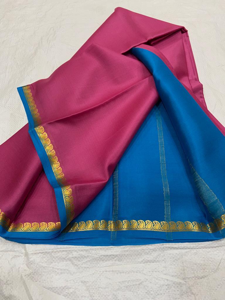 Pure mysore silk saree with mango border