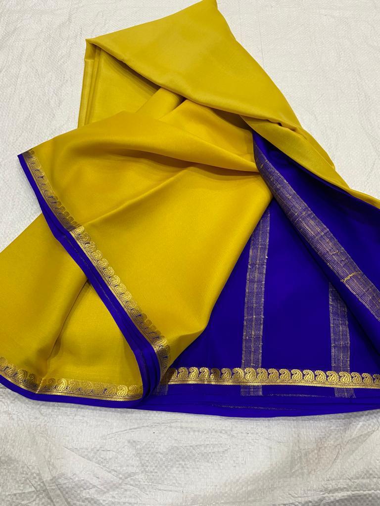 Pure mysore silk saree with mango border