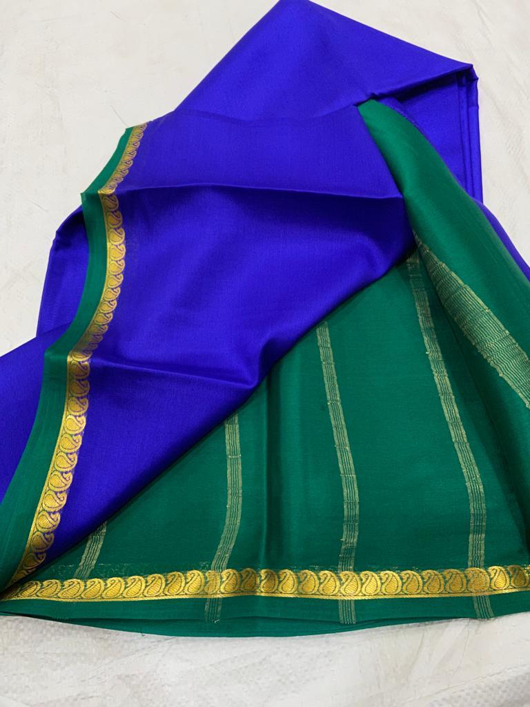 Pure mysore silk saree with mango border