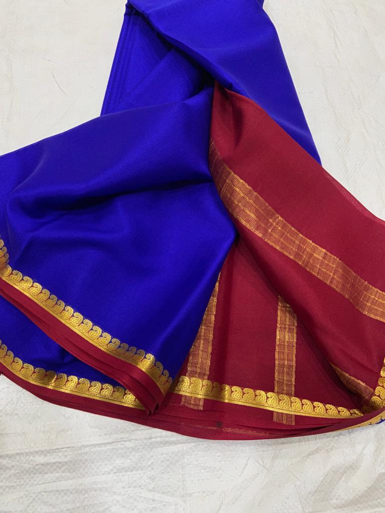 Pure mysore silk saree with mango border