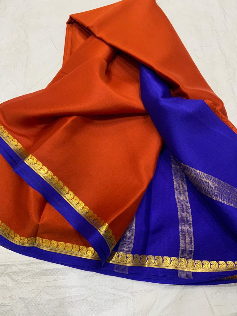 Pure mysore silk saree with mango border