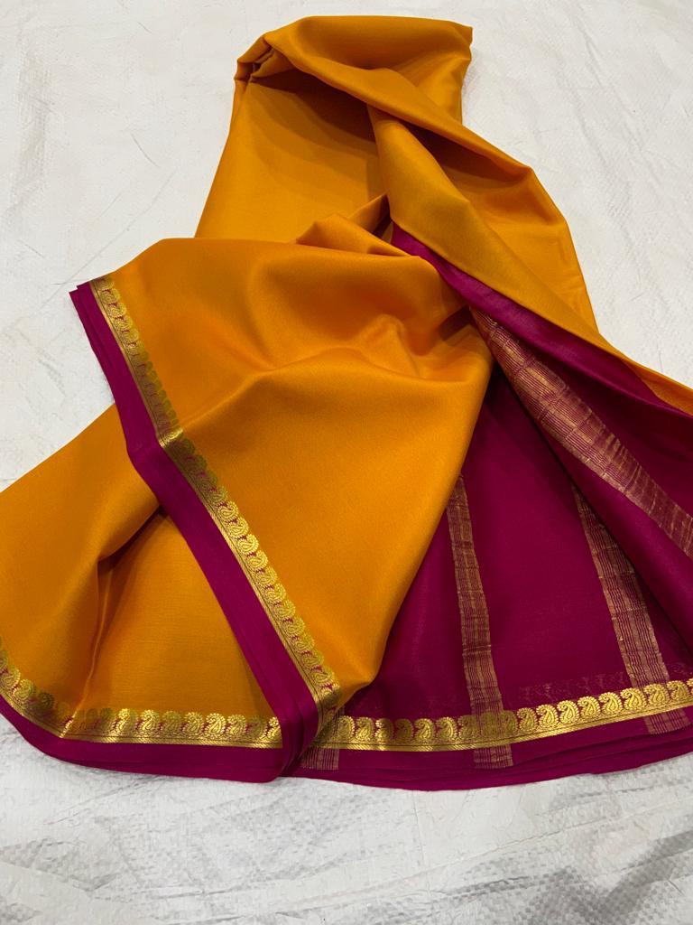 Pure mysore silk saree with mango border