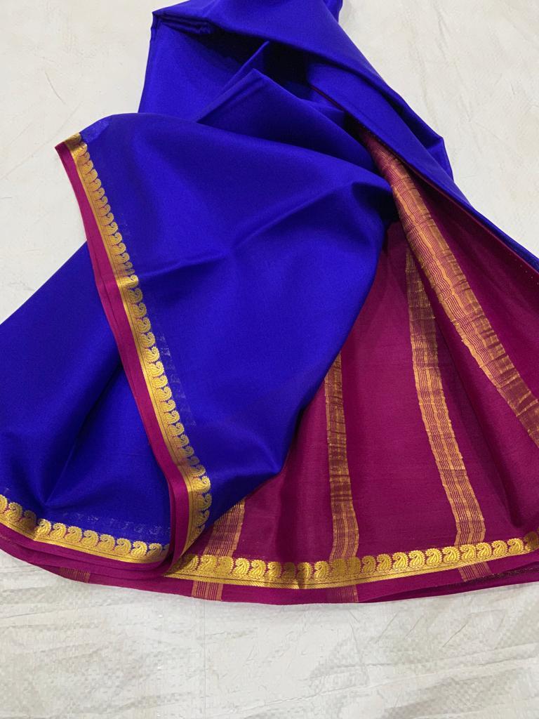 Pure mysore silk saree with mango border