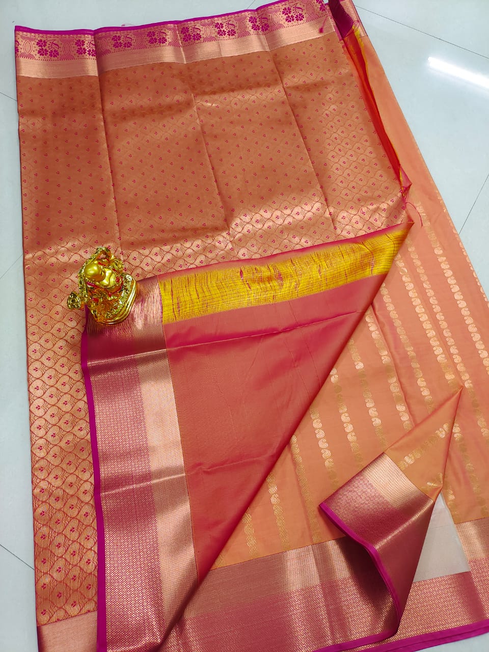 Copper thoranam designed saree - Vannamayil Fashions