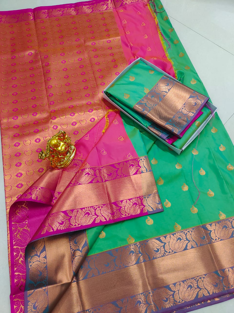 Copper thoranam designed saree - Vannamayil Fashions