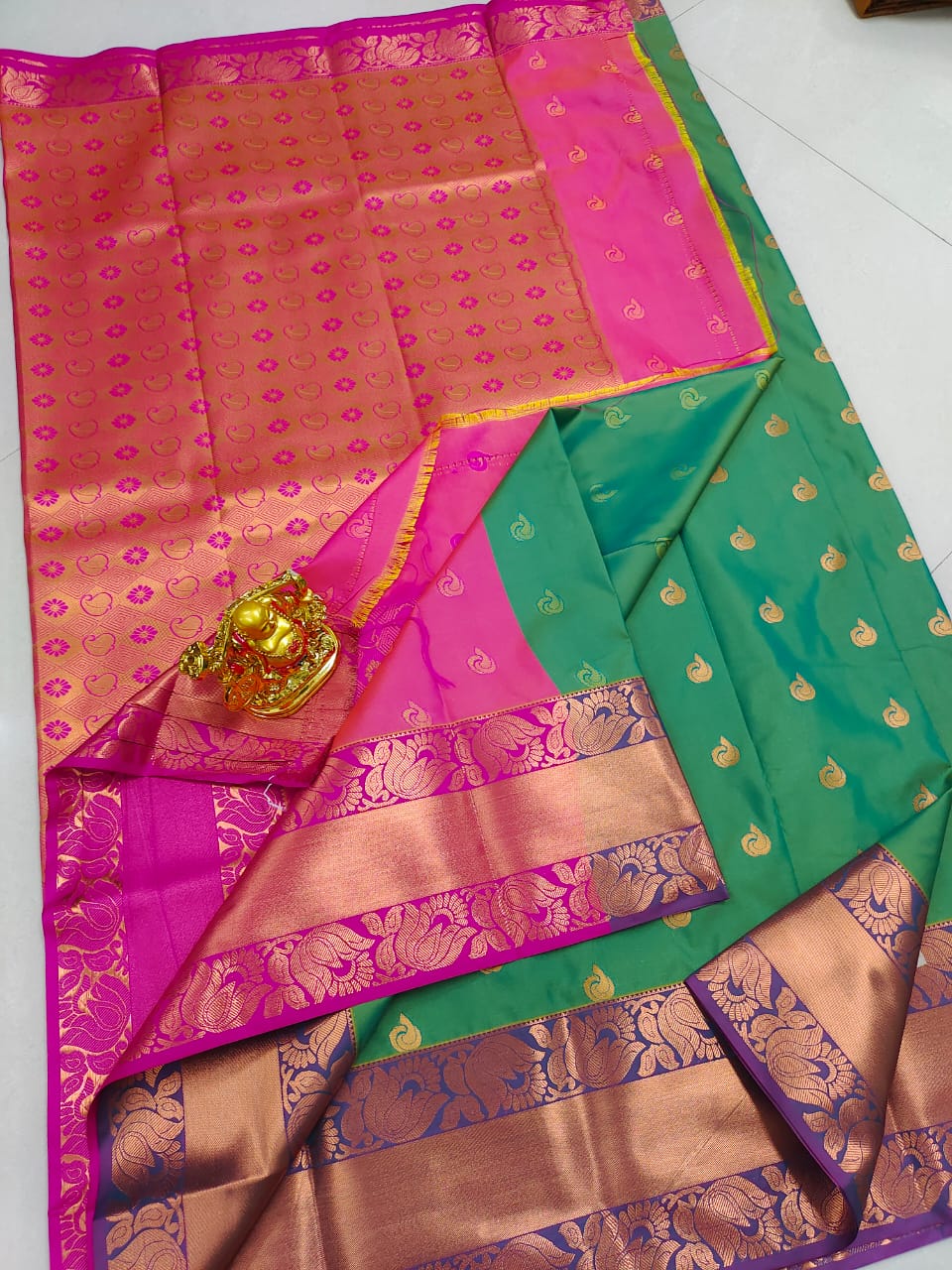 Copper thoranam designed saree - Vannamayil Fashions