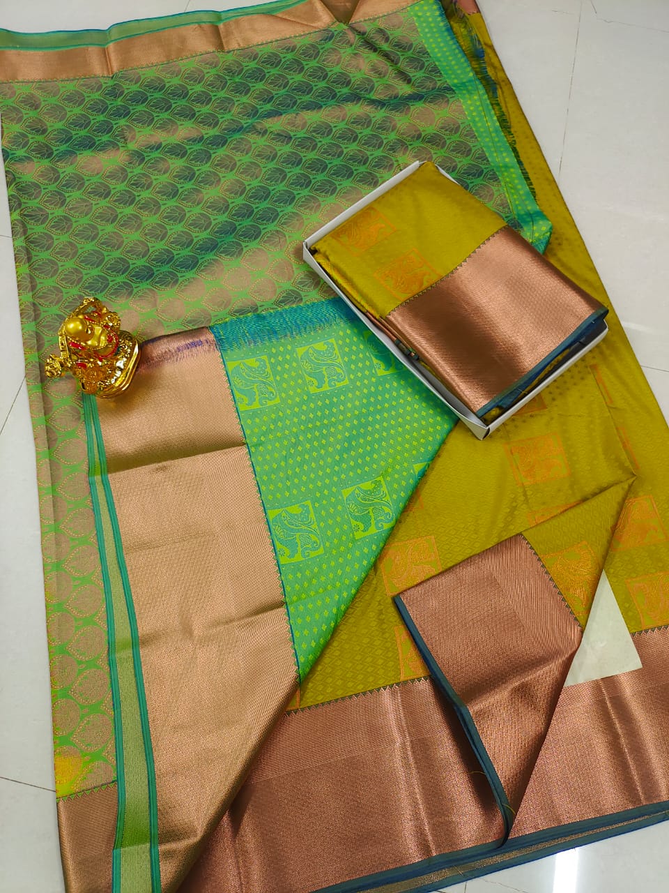 Copper thoranam designed saree - Vannamayil Fashions