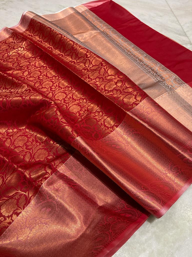 Banarasi copper softy silk saree - Vannamayil Fashions