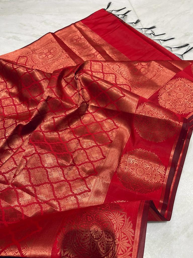 Banarasi copper softy silky saree - Vannamayil Fashions