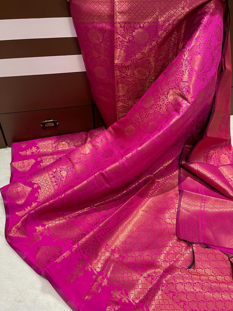 Vrinda: Banarasi Handloom Silk Saree in the Shades of Black – Zari Banaras