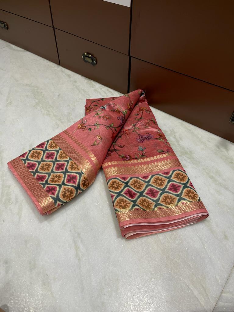 Banarasi dupion digital printed saree