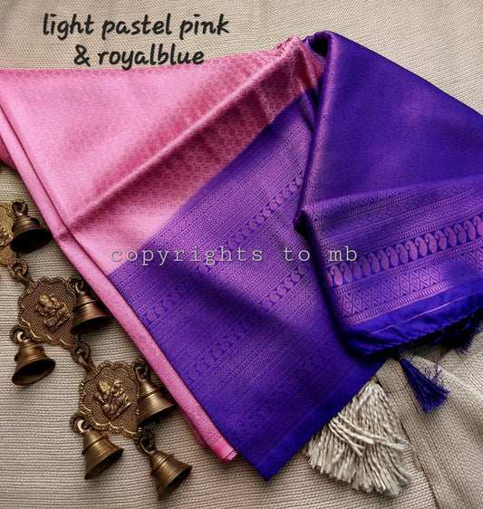 Banarasi kubera pattu rose gold zari soft silk saree