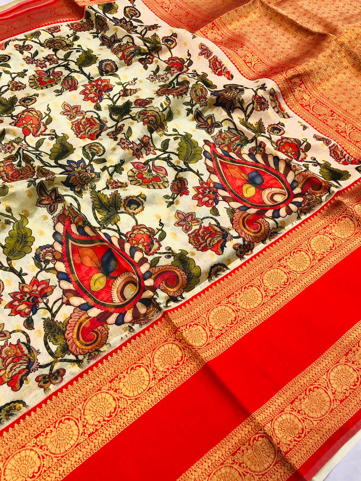 Banarasi silk kalamkari print saree - Vannamayil Fashions