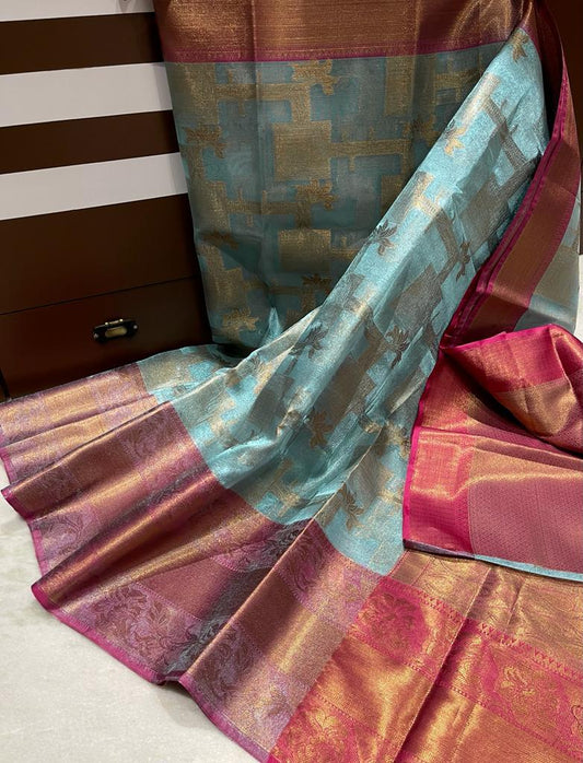 Banarasi tissue zari butta woven saree - Vannamayil Fashions