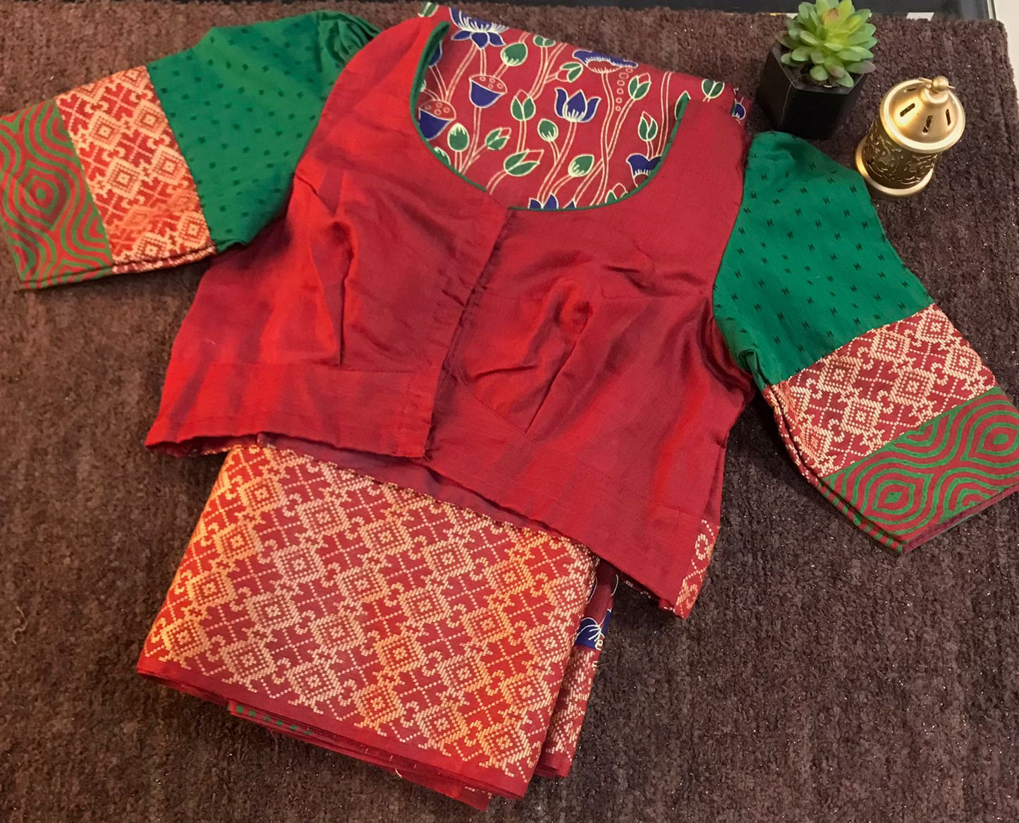 Bhagalpuri tussar cotton saree with stitched blouse