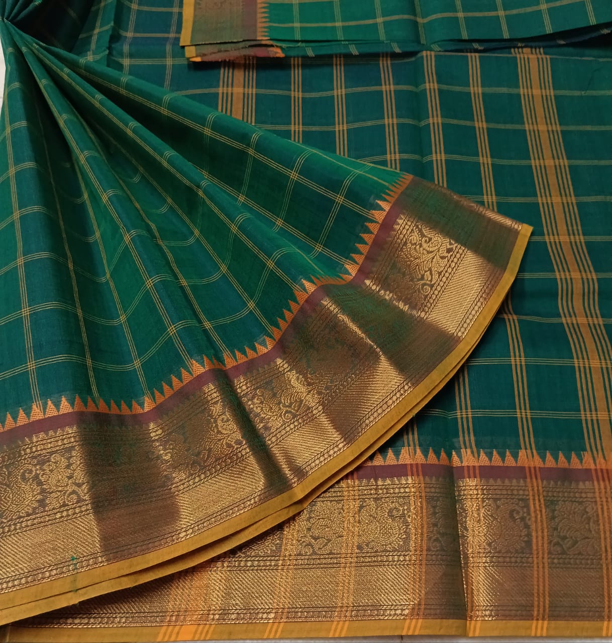 Chettinad handloom Cotton Saree with jari border PC4646 Worldwide Ship –  Parijat Collections