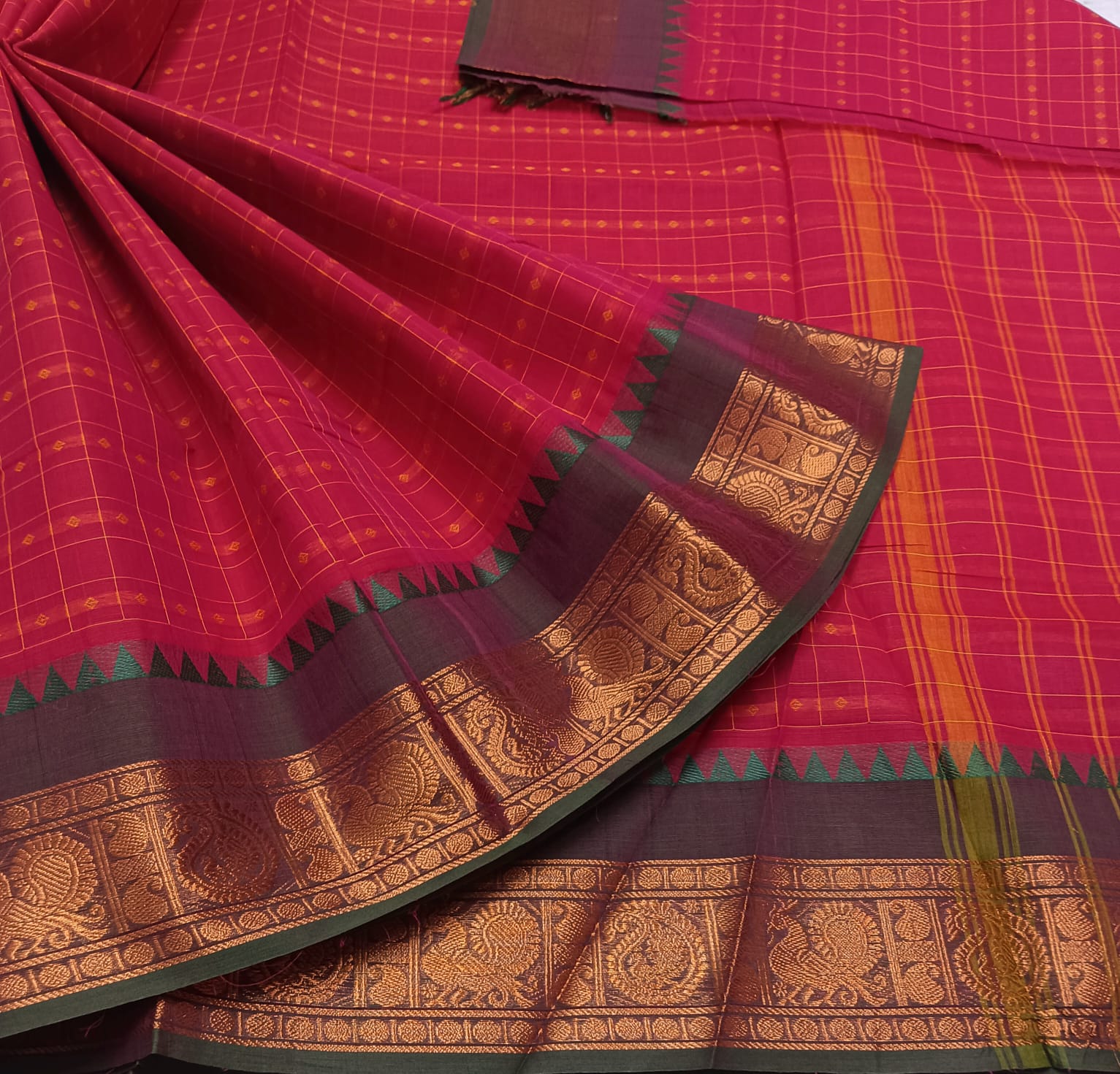 Cotton with Copper Silver Zari Weaving border saree with Cotton blouse  (BYC-46359-2554) - sellURsaree.com