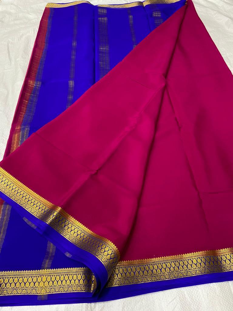 Contrast color pure mysore silk saree