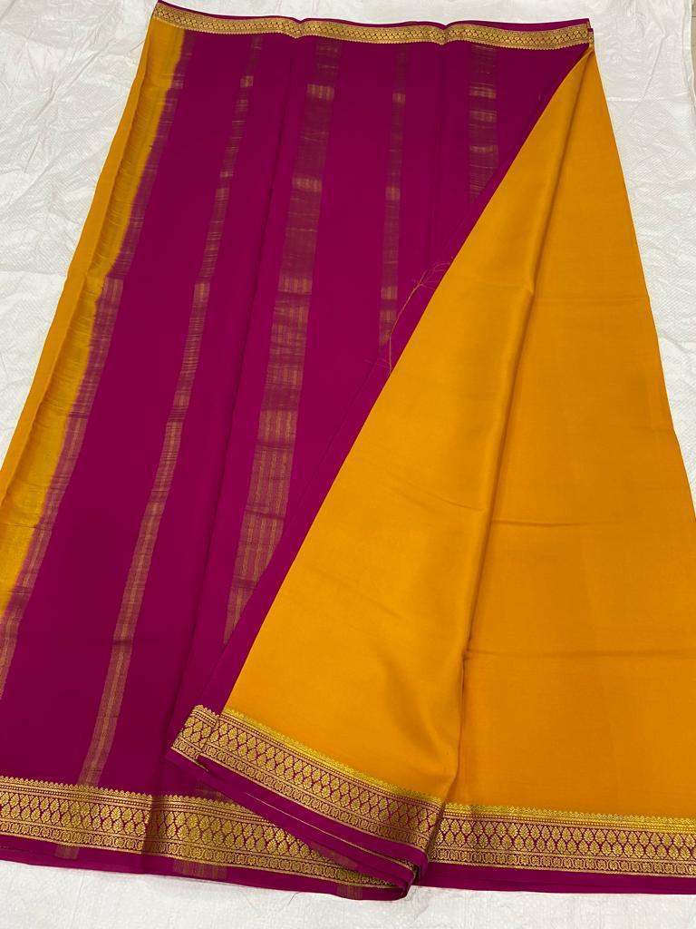 Contrast color pure mysore silk saree