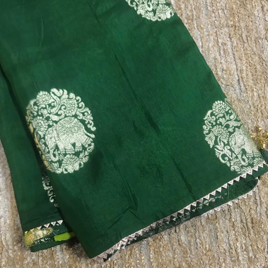 Crepe textured classic designer dola silk saree