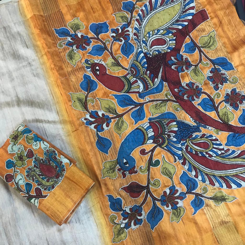 Customised semi raw silk saree