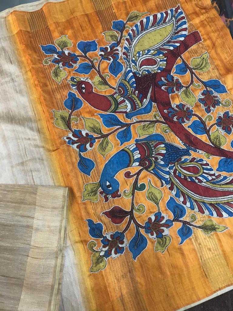 Customised semi raw silk saree