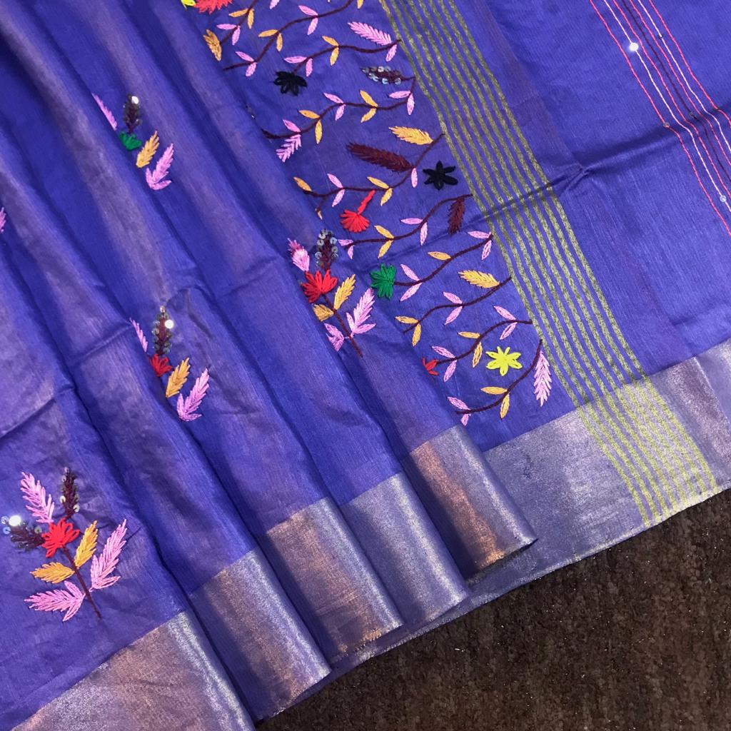 Customized soft purely handwoven bhagalpuri tussar silk saree - Vannamayil Fashions