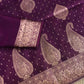 Dark violet and teal green in this of chanderi banarasi silk saree