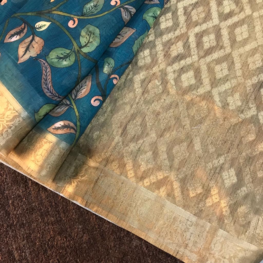 Digital kalamkari printed chanderi silk saree - Vannamayil Fashions