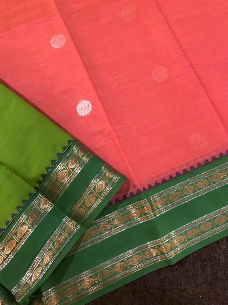 Handloom korvai pattern silk cotton saree