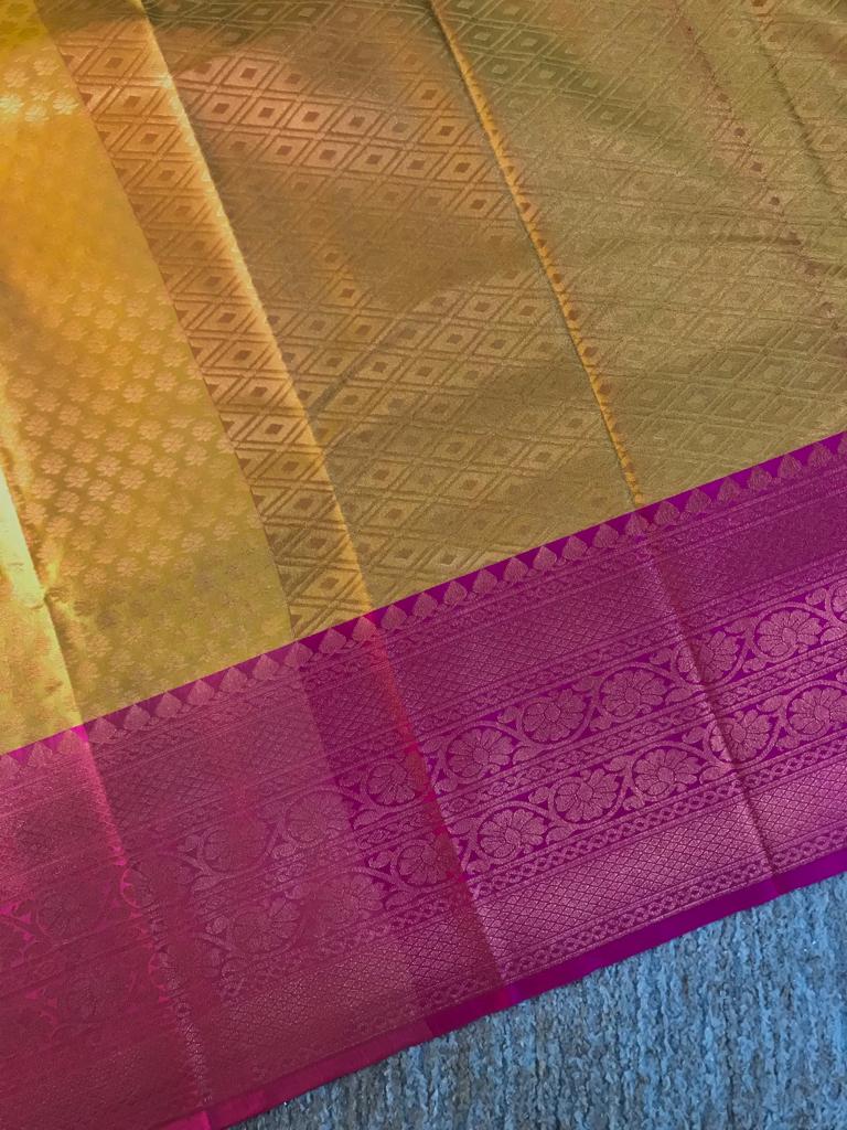 Handwoven brocade silk long zari border saree