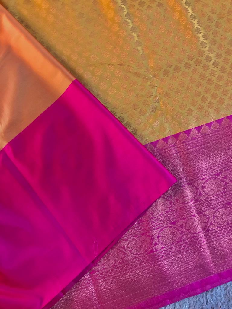 Handwoven brocade silk long zari border saree