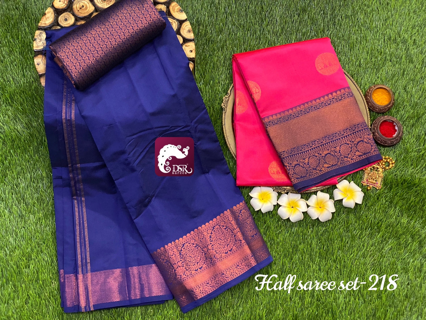 Kanchi semi-silk half saree material set