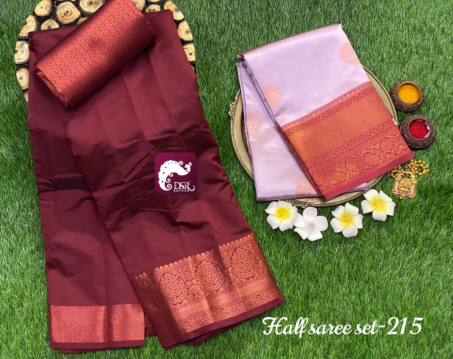 Kanchi semi-silk half saree material set