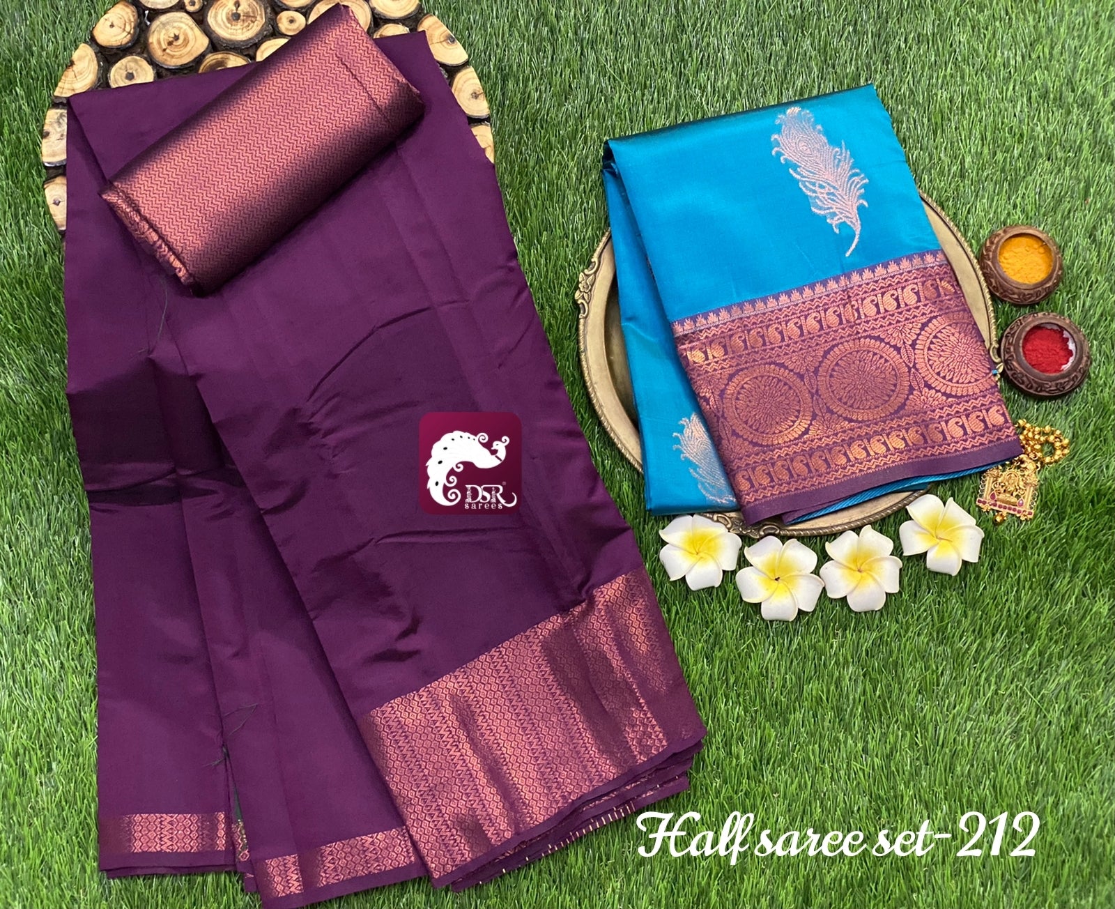 Kanchi semi-silk half saree material set