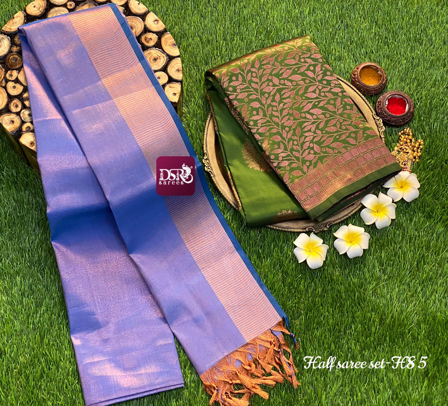 Kanchi semi silk half sarees material set