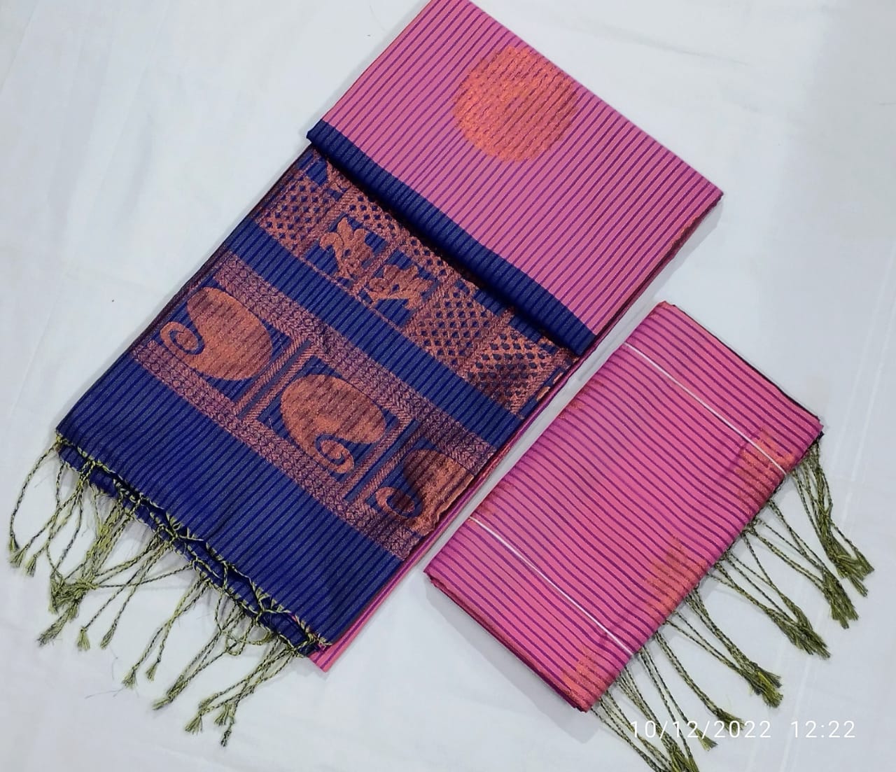 Kanchi style semi soft silk trendy lined saree
