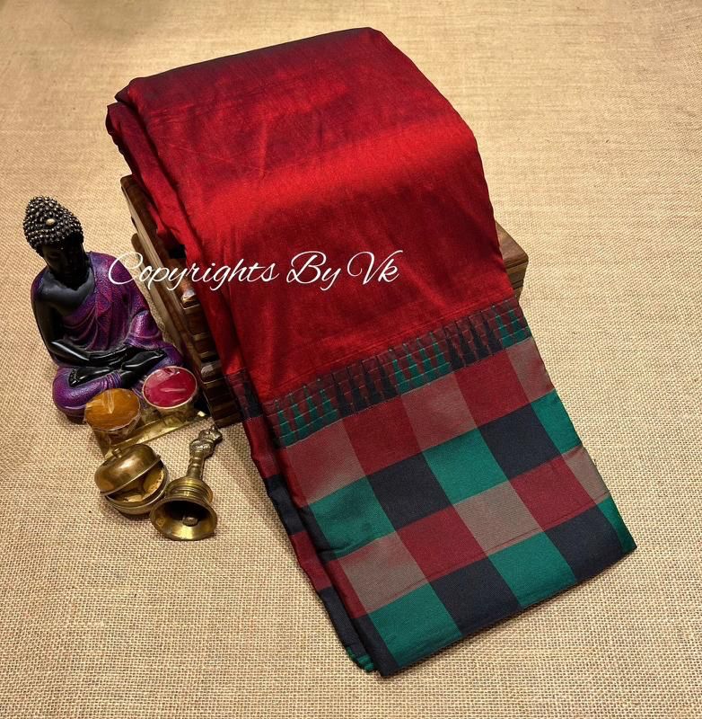 Kanchipuram Multicolour Checks Pure Silk Saree With Thin Zari Borders and  Magenta Pallu/pure Silk Saree/kanjivaram Pure Silk Saree - Etsy