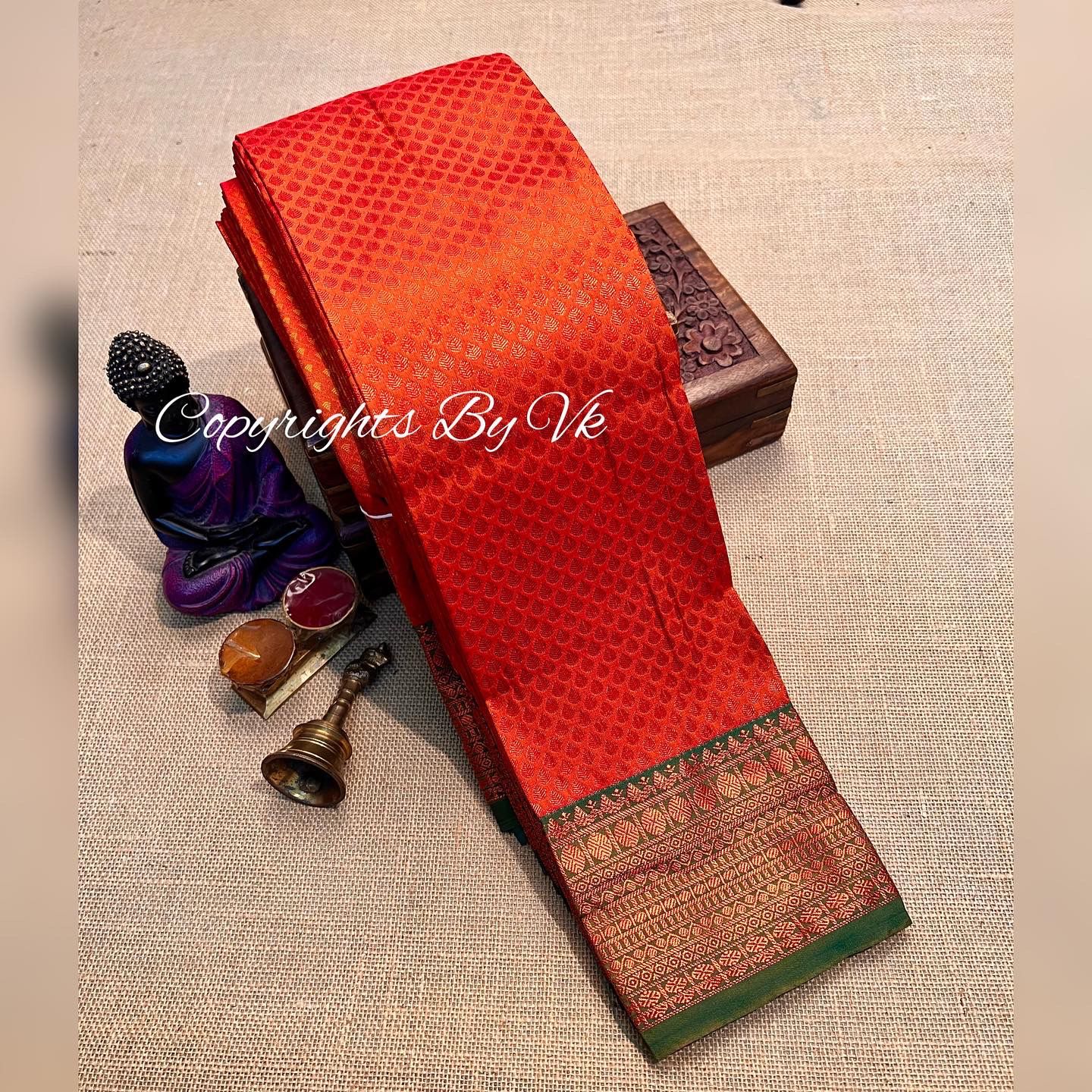 Multi-colour checked kancheepuram silk saree, contrast ganga jamuna border  of kuthirai & poun & pallu of rekku