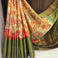 Kanjiviram silk zari weaving with kalamkari digital printed saree