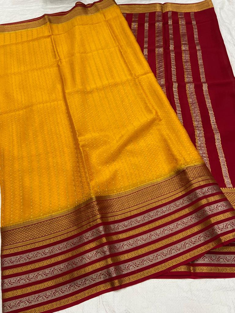 Buy 7 COLOURS Women's Mysore Silk Saree With Blouse Piece (Maroon) at Amazon .in