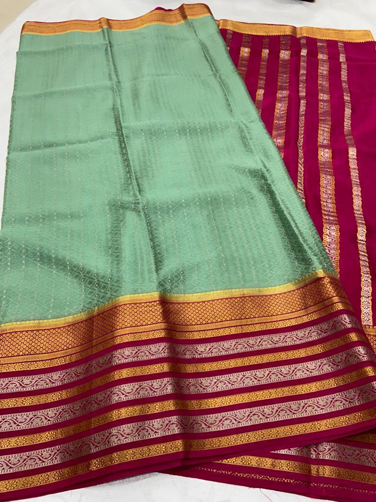 Pin by Lakshmi Vinay on KSIC- grandeur of Mysuru! | Silk saree blouse  designs patterns, Cotton saree designs, Saree design patterns