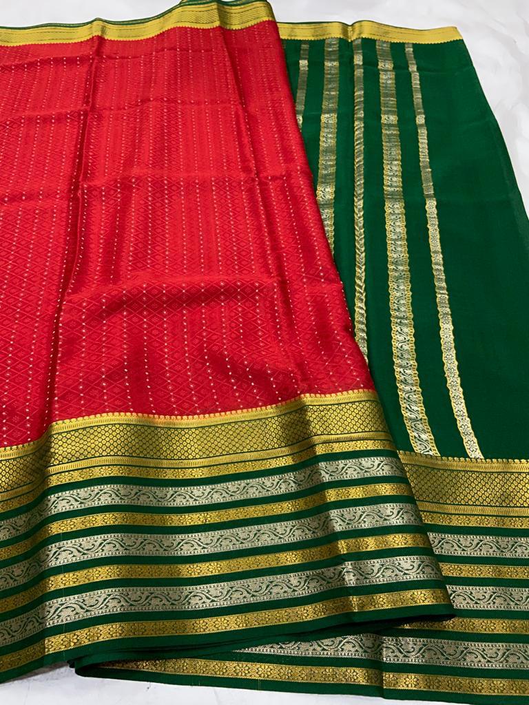 Tomato Red Mysore Silk Saree – Howrah Stores Online