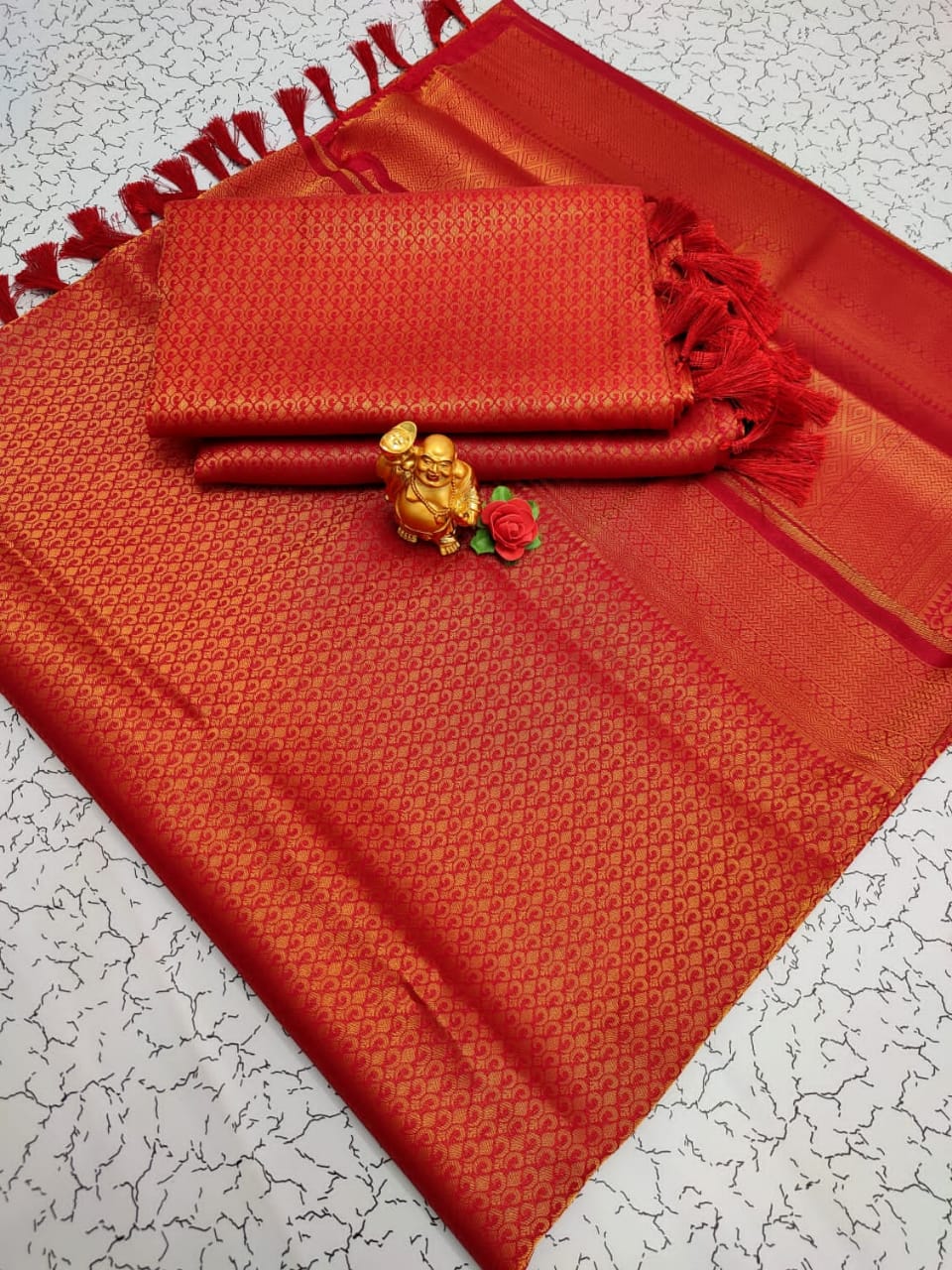 Kubera soft silk copper zari saree