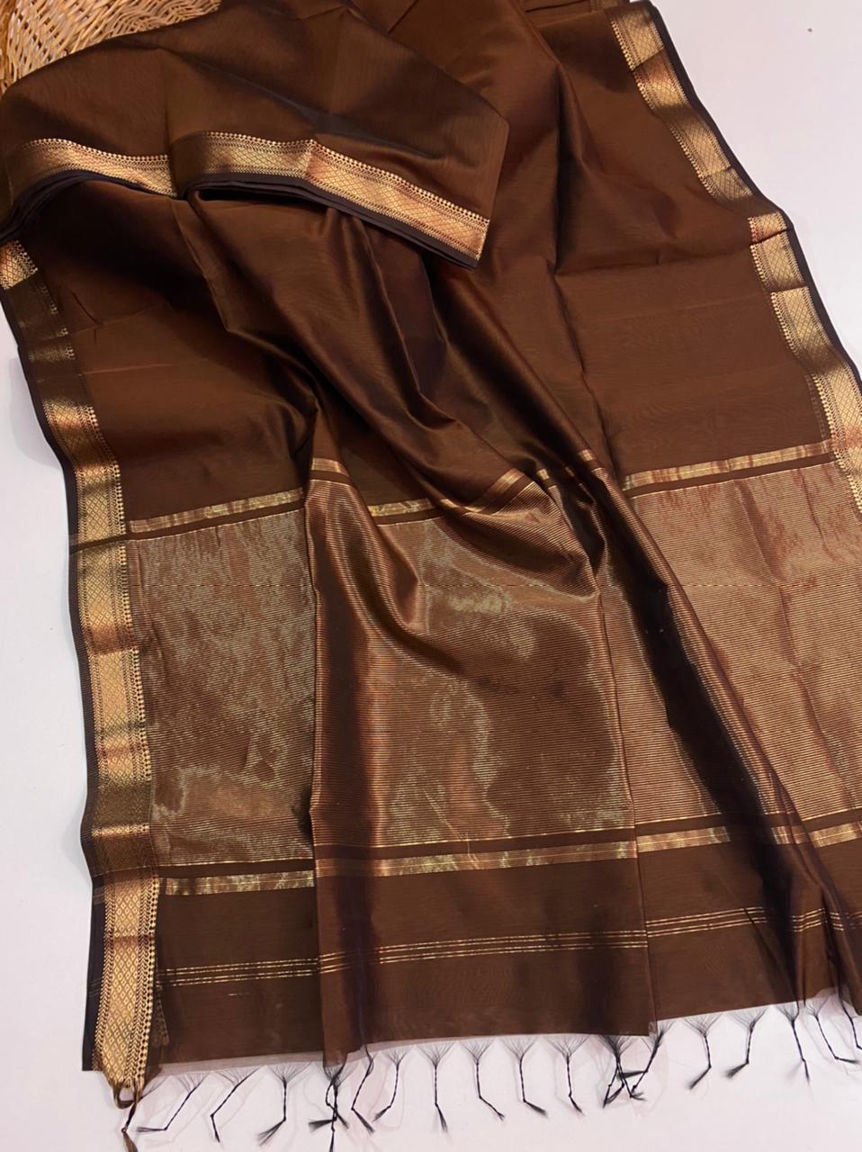 Maheshwari handloom plain silk cotton saree