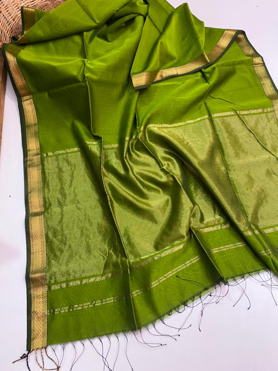 Maheshwari handloom plain silk cotton saree