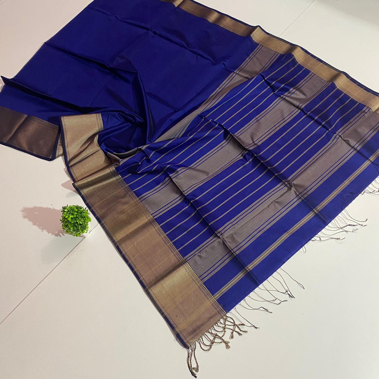 Maheshwari handloom resham big border silk by cotton saree - Vannamayil Fashions