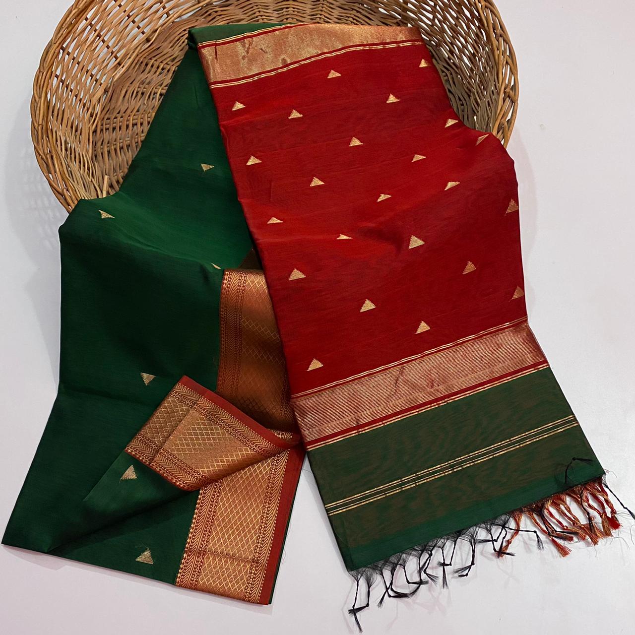 Maheshwari handloom silk cotton saree