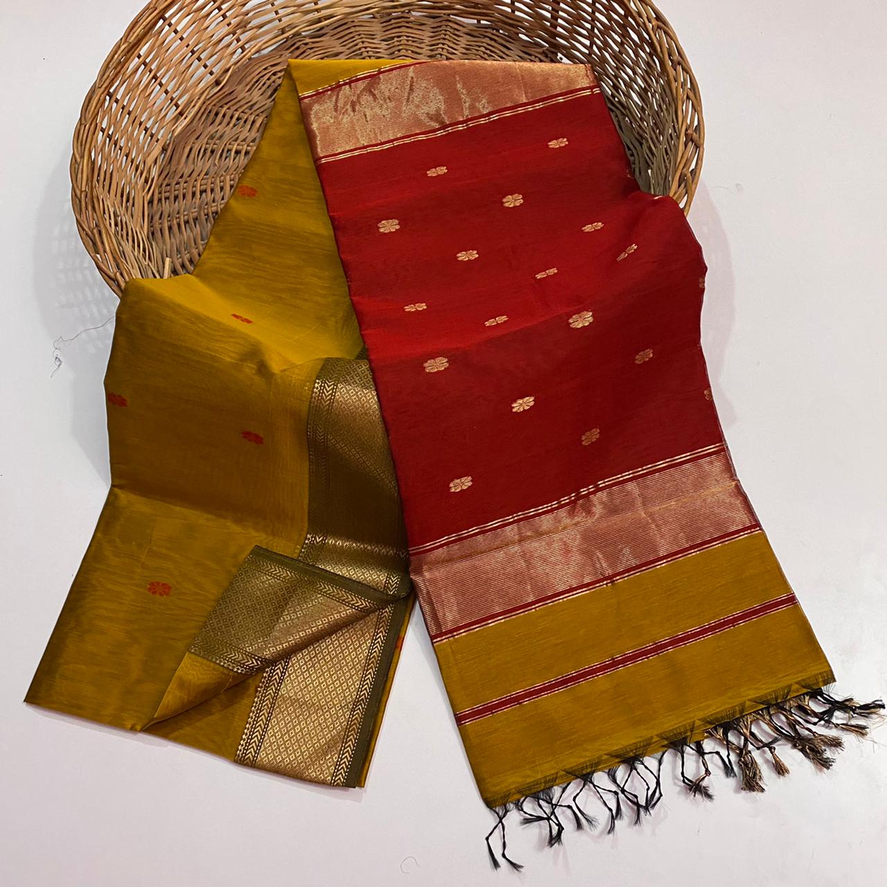 Maheshwari handloom silk cotton saree